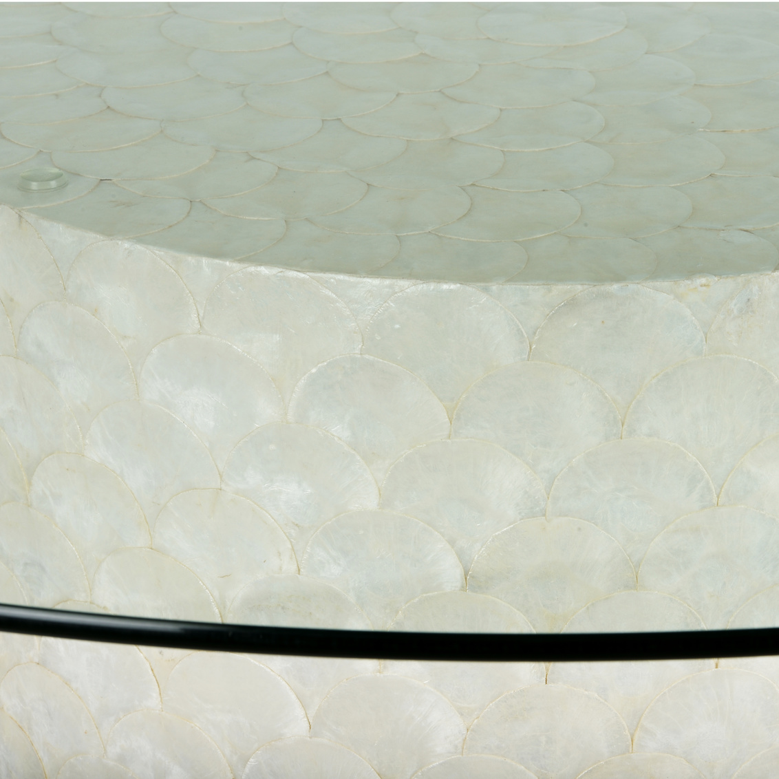 Wildwood - Samal Dining Table in Natural White/Clear, Wood/Capiz Shell/Glass