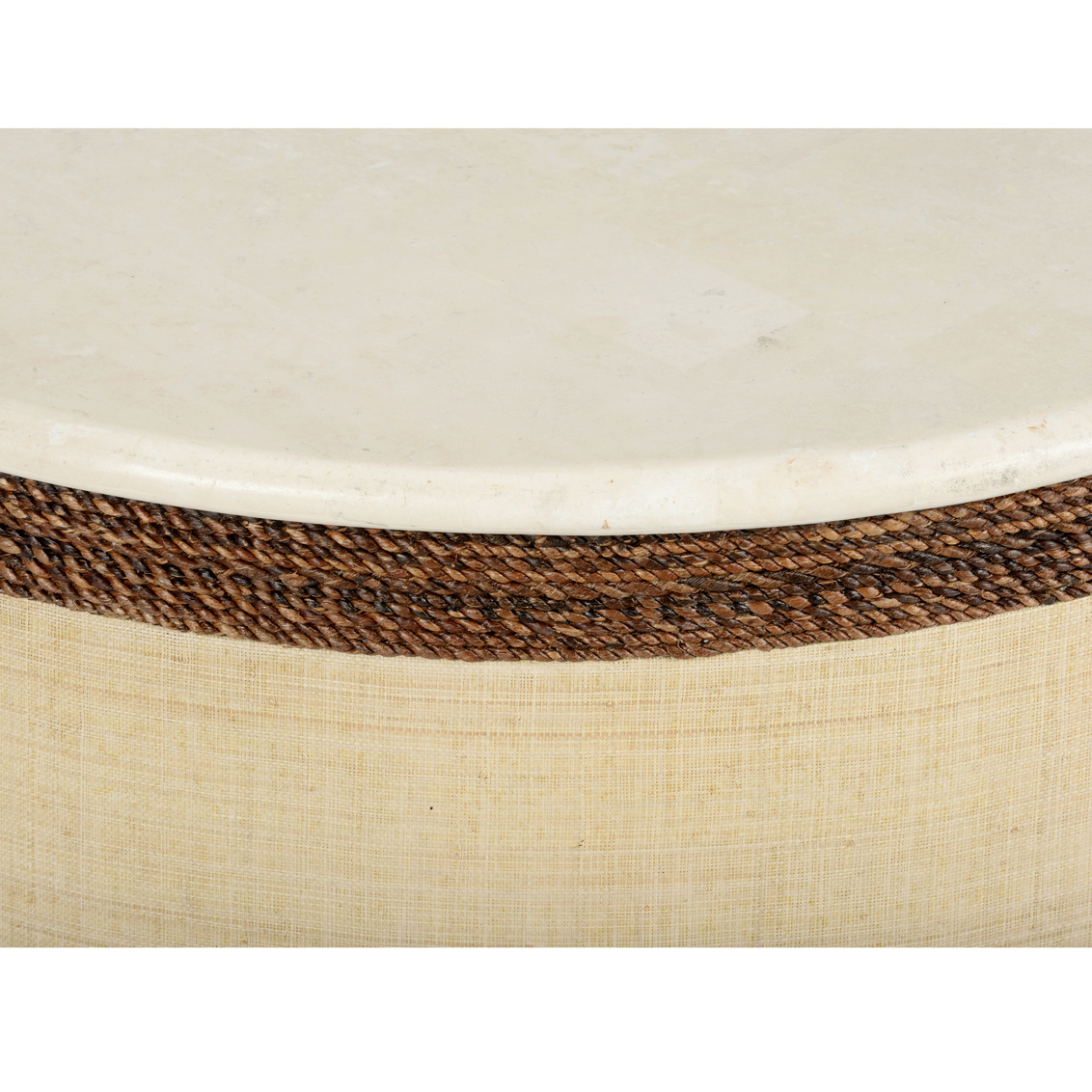 Wildwood - Whidbey Cocktail Table in Natural Brown/Natural Cream, Wood/Raffia/Travertine