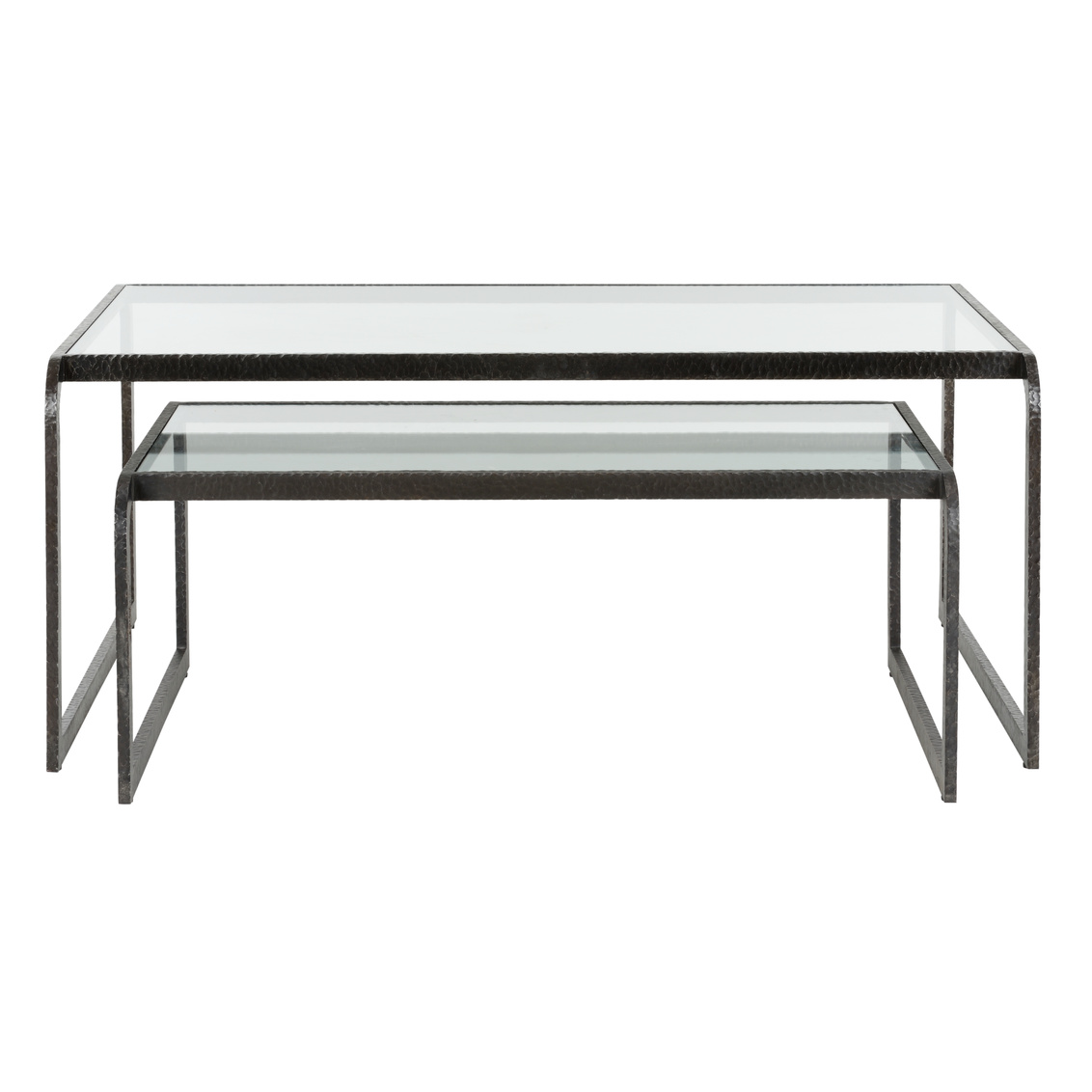 Wildwood - Swerve Nesting Cocktail Table in Hammered Bronze/Clear, Metal