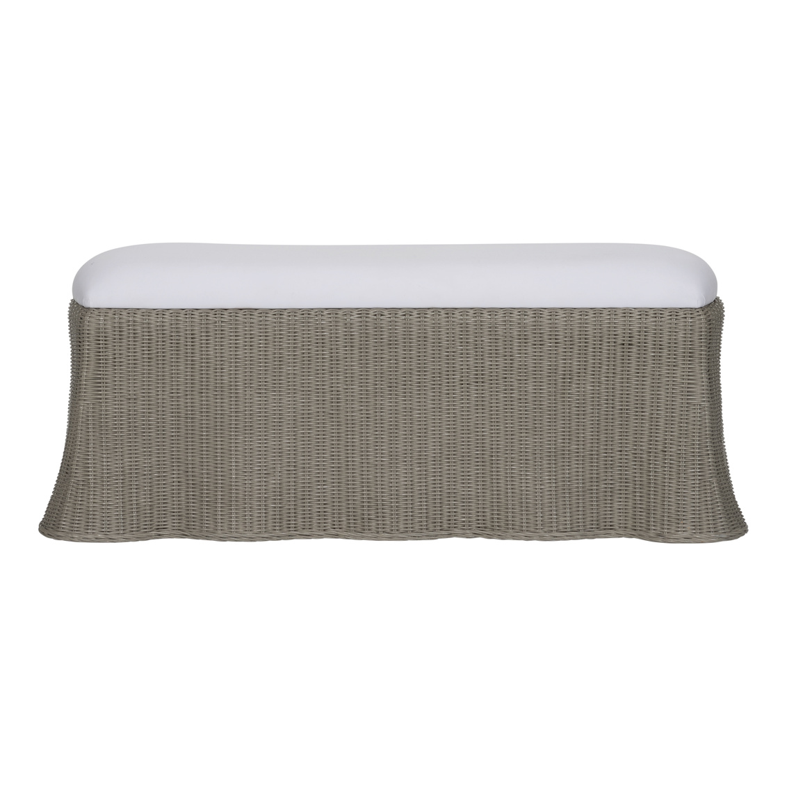 Wildwood - Savannah Bench in Gray/White, Wicker/Rattan/Fabric