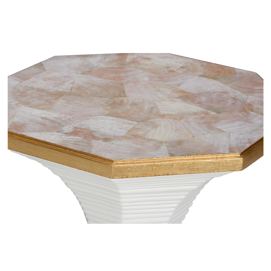 Wildwood - Lizzie Drinks Table in White Lacquer/Natural, Wood/Oyster Shell