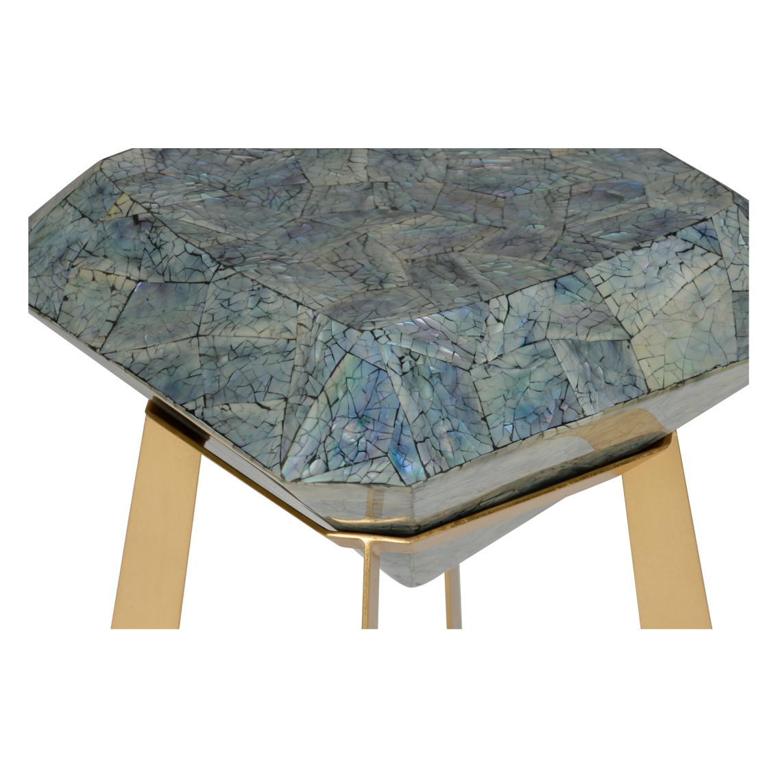 Wildwood - Yes! Table in Gold Leaf/Natural Black/Iridescent, Metal/Mussel Inlay