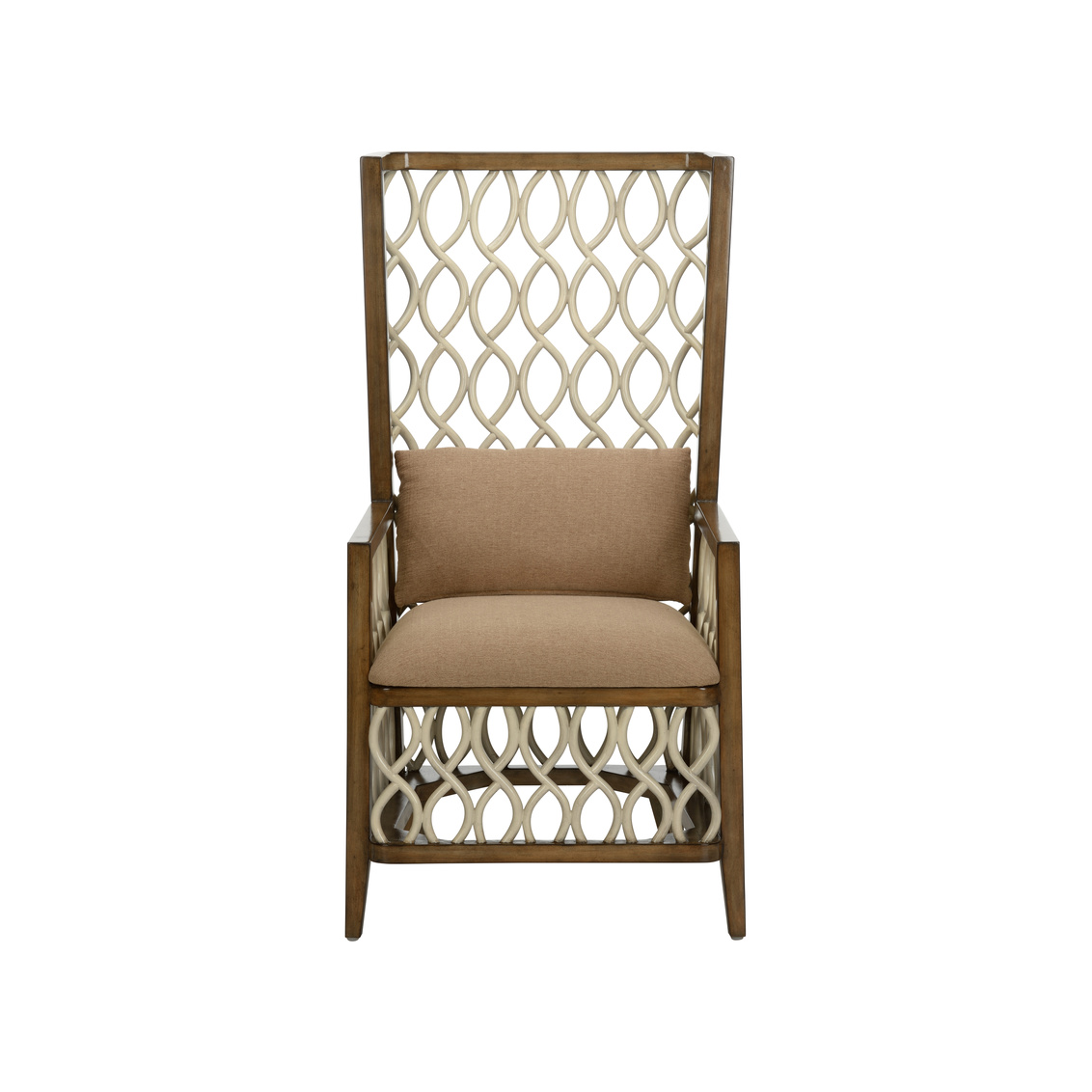 Wildwood - Ribadeo Chair in Brown/Cream/Brown, Wood/Rattan/Fabric