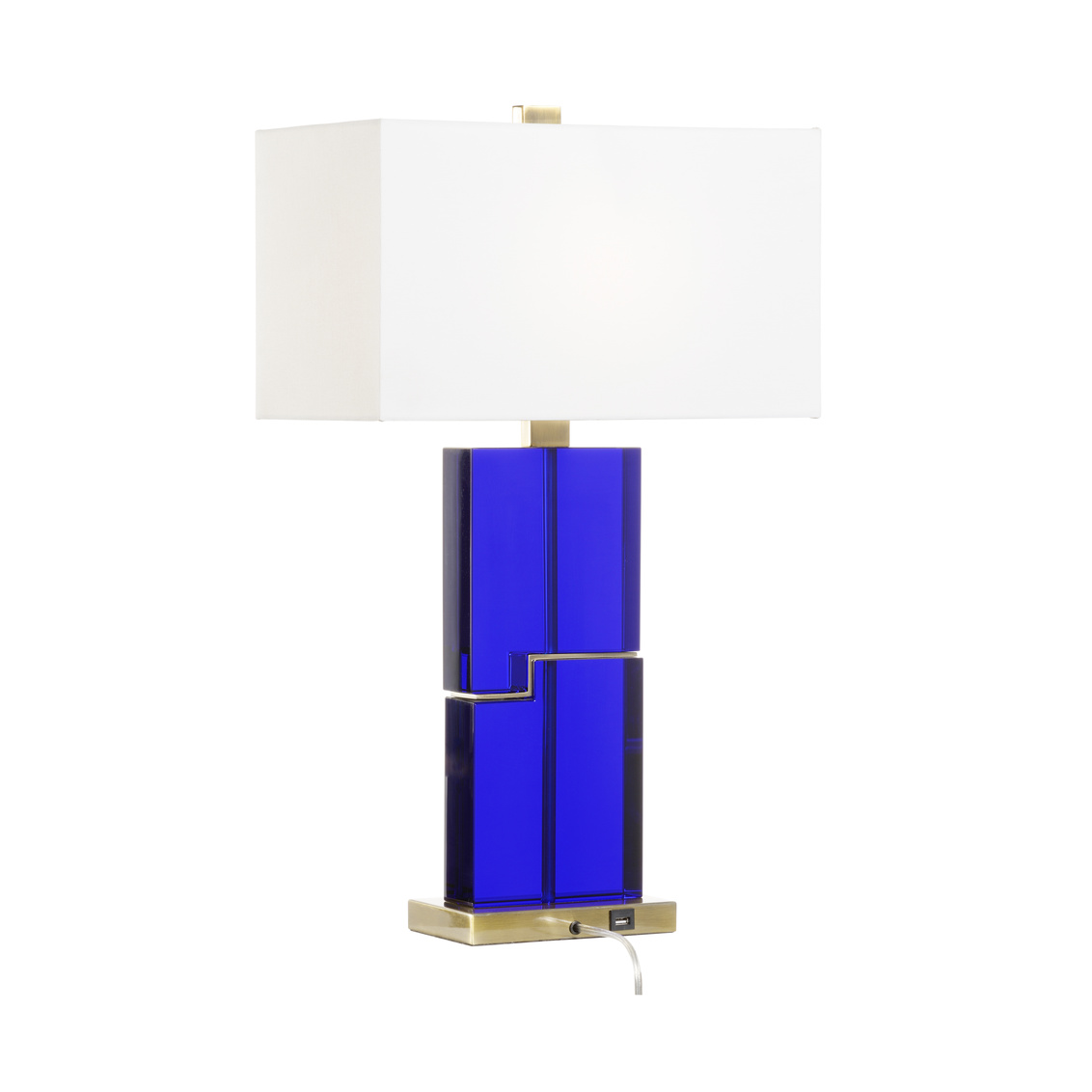 Wildwood - City Calm Lamp in Blue/Antique, Crystal/Brass