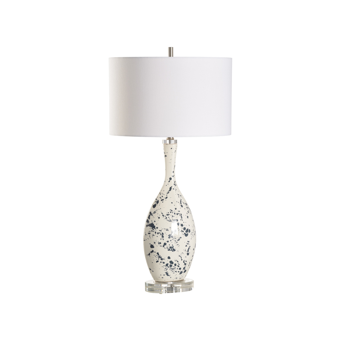 Wildwood - Jackson Lamp in White/Black Glaze, Ceramic/Crystal