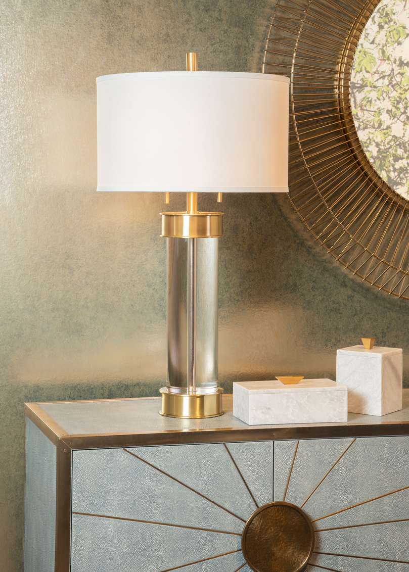 Wildwood - Bolton Lamp in Clear/Antique Brass, Crystal