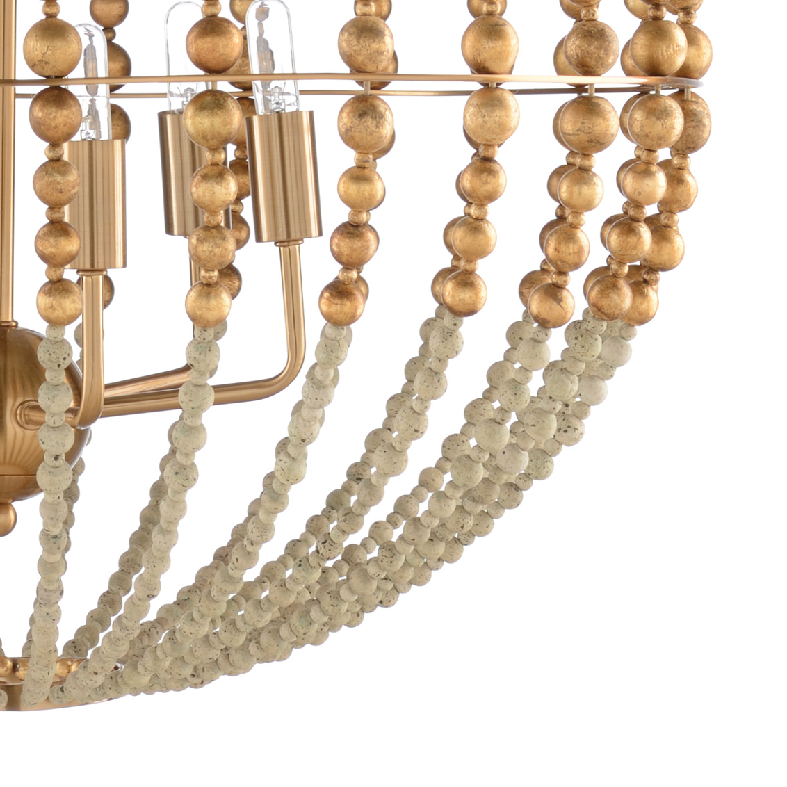 Wildwood - Gaze Chandelier in Textured White/Antique Gold Leaf, Iron/Wood