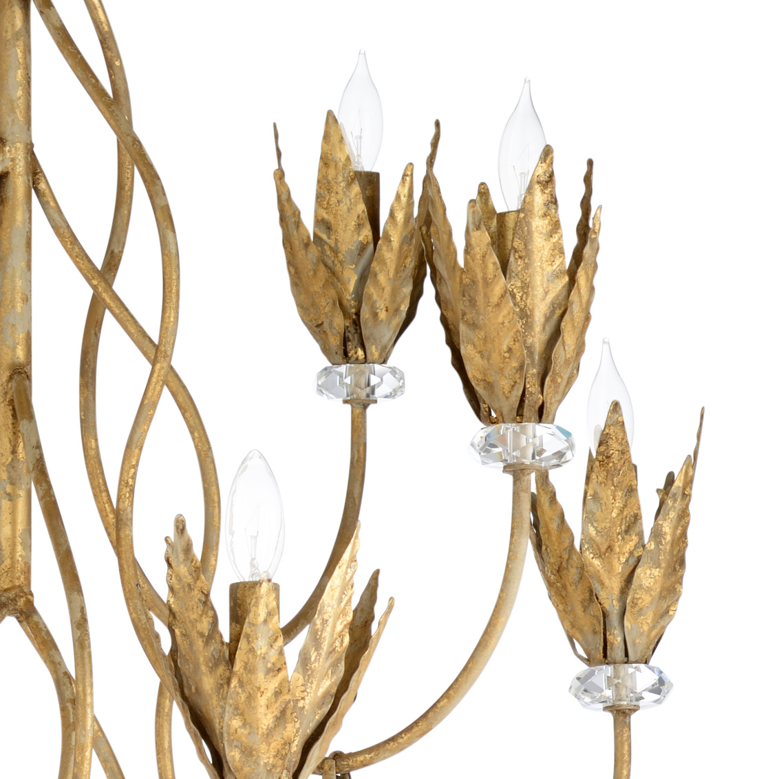 Wildwood - Phoebe Chandelier in Aged Gold Leaf/Clear, Iron