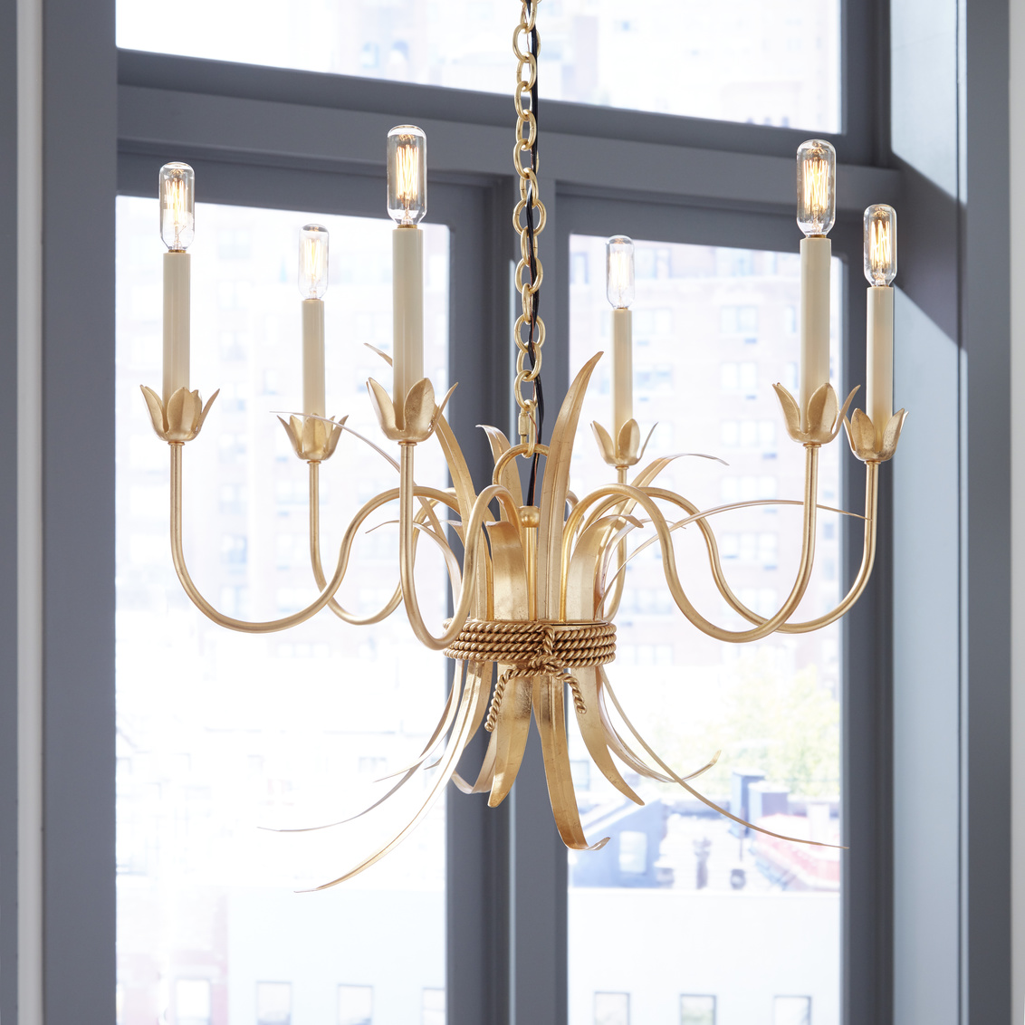 Wildwood - Mignon Chandelier in Gold Leaf, Iron