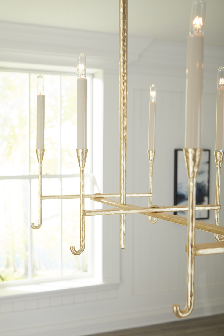 Whiteline Diego Chandelier in Hammered/Gold Leaf