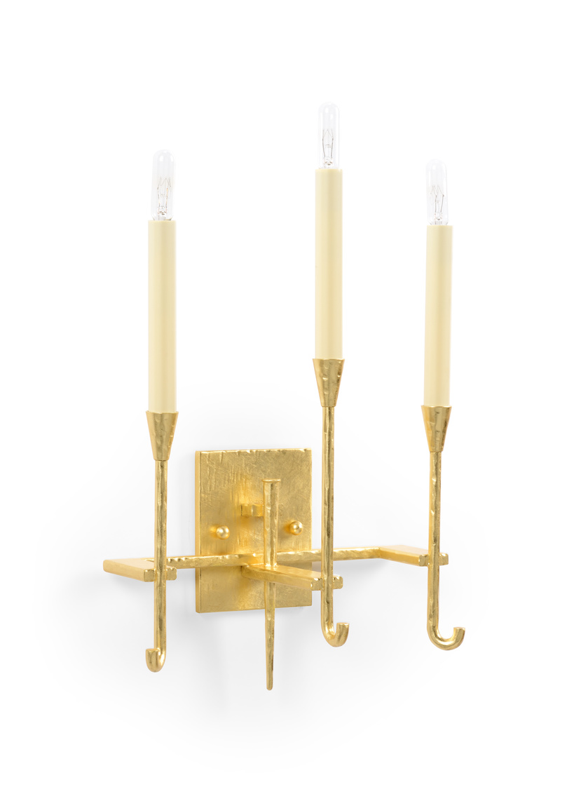 Whiteline Diego Sconce in Hammered/Gold Leaf