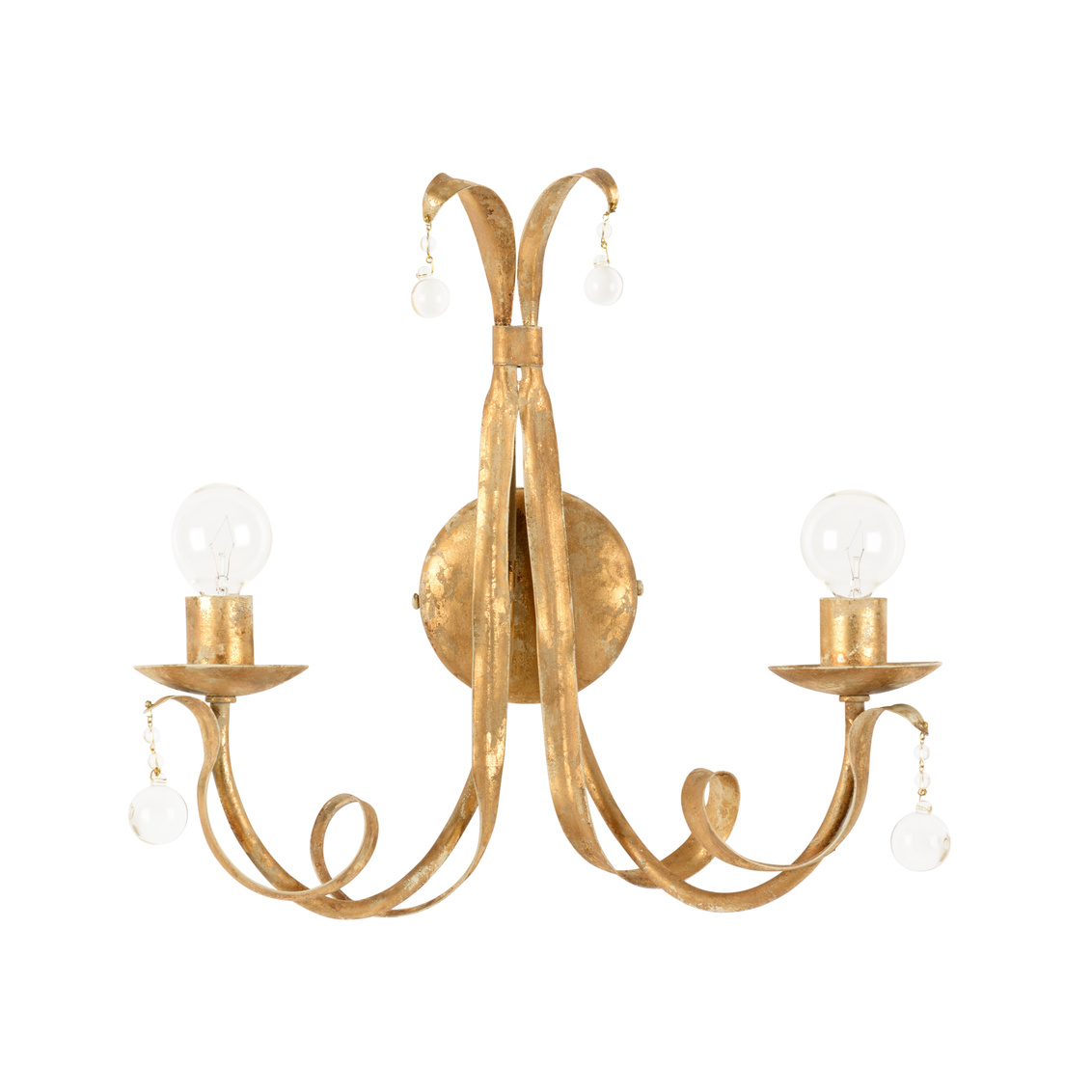 Wildwood - Reed 2 Light Sconce in Gold Clay/Clear, Iron