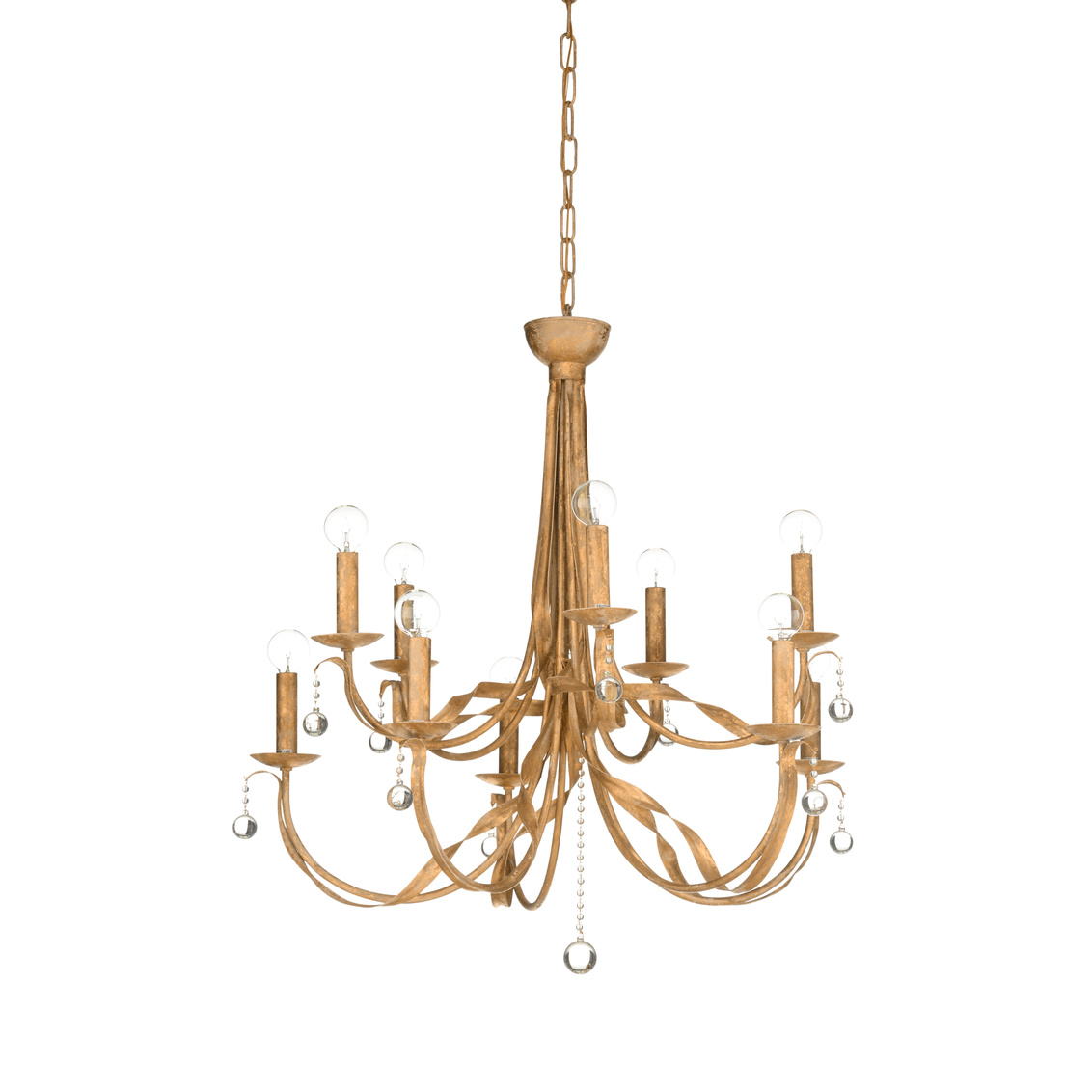 Wildwood - Reed 10 Light Chandelier in Gold Clay/Clear, Iron