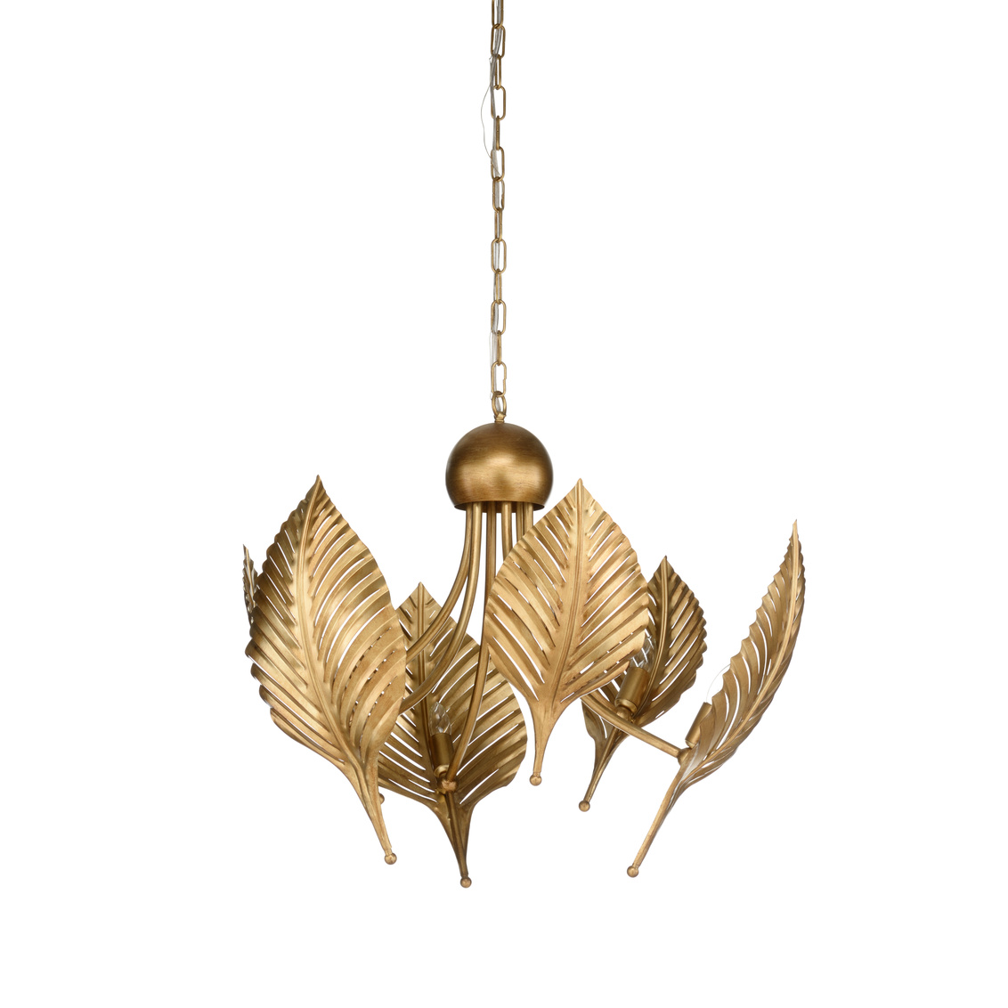 Wildwood - Foglia Di Palma Chandelier in Antique Brass, Iron