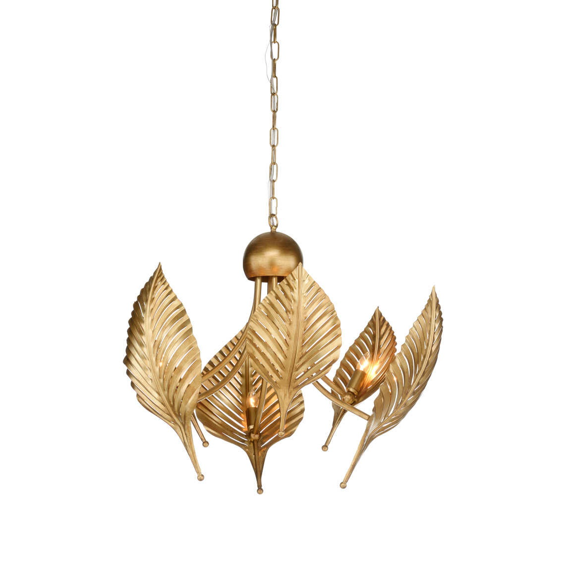 Wildwood - Foglia Di Palma Chandelier in Antique Brass, Iron