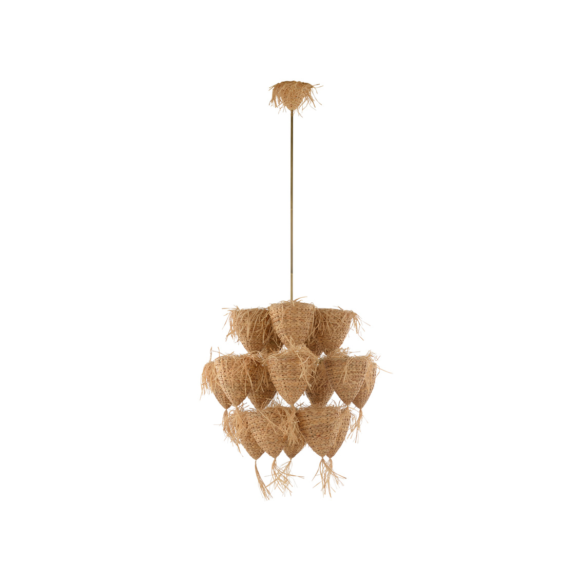 Wildwood Valeria Small Pendant - Natural/Antique Brass, Rattan