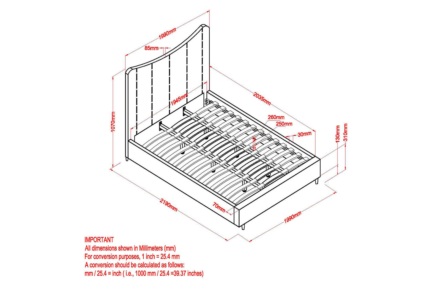 Worldwide™ Rimo 78" King Bed - Gray