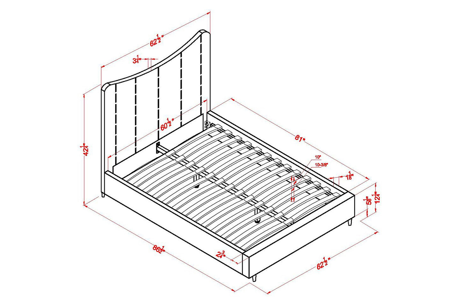 Worldwide Rimo 60" Queen Bed - Gray