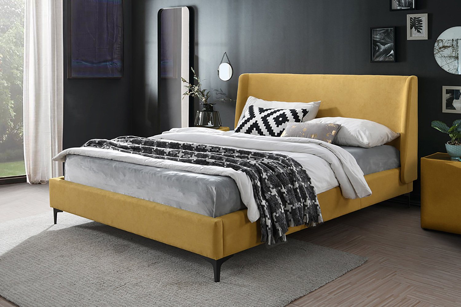 Worldwide Hamburg 60" Queen Bed - Mustard