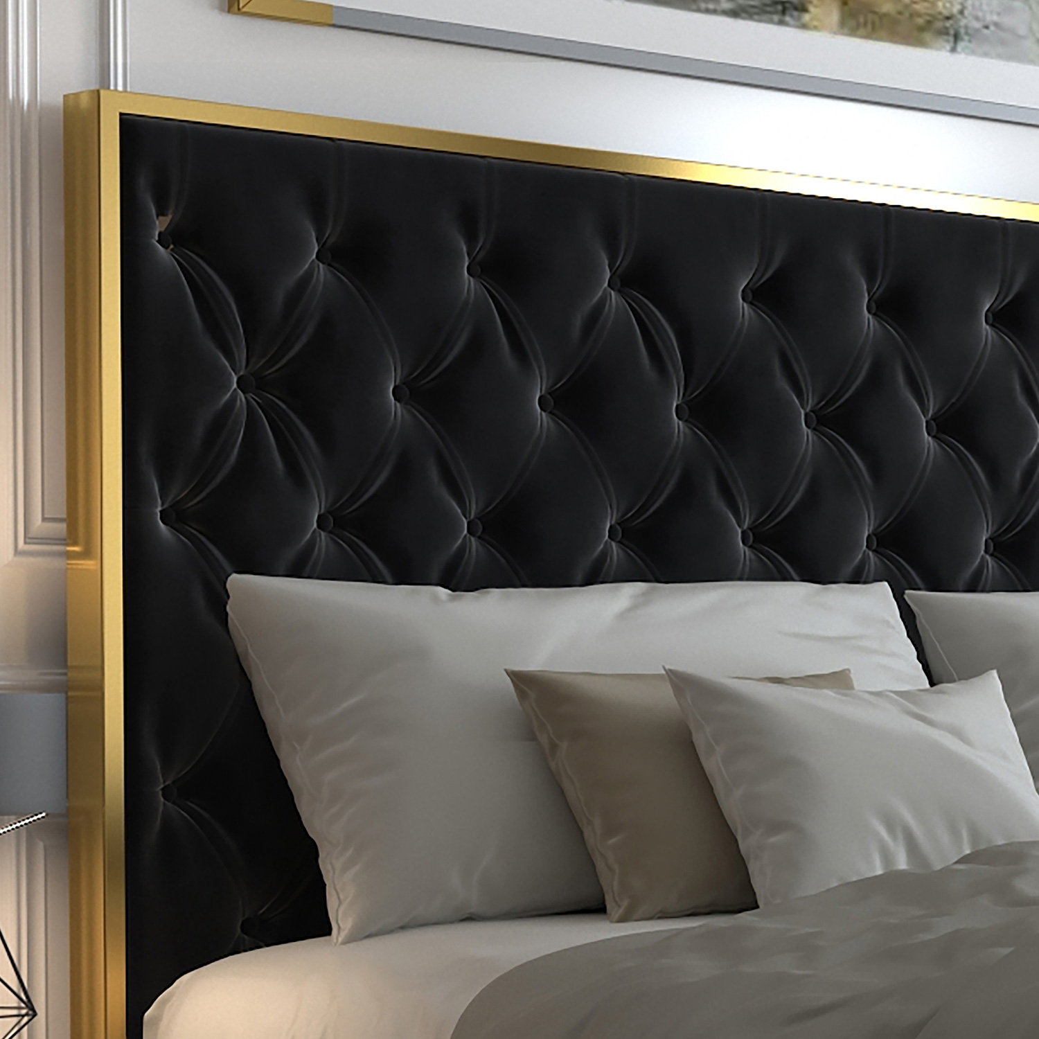 Worldwide Lucille 78" King Bed - Black/Gold