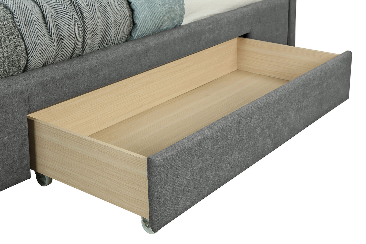 Worldwide Emilio 78" King Bed with Drawers - Light Gray