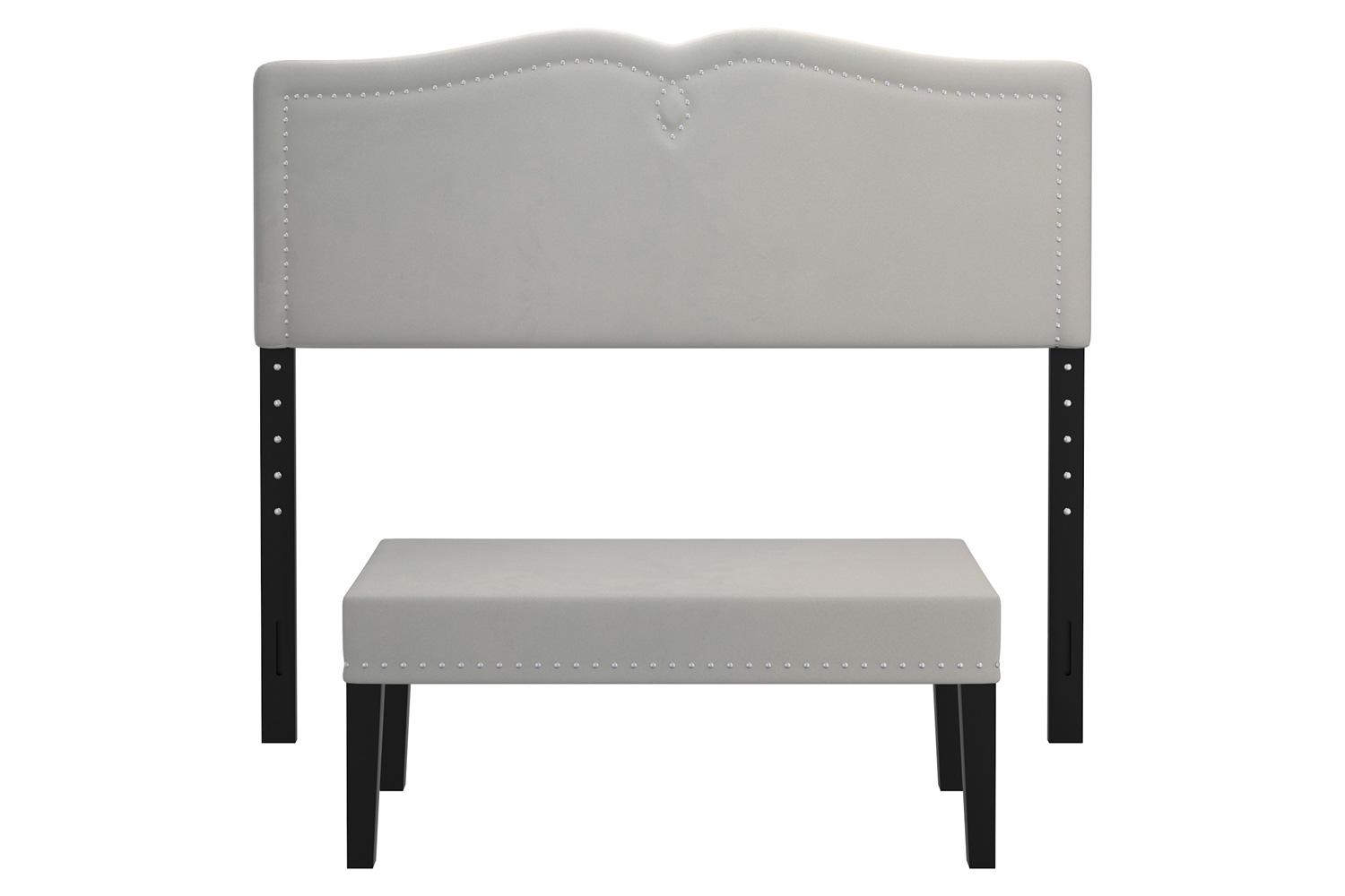 Worldwide Aurora 54"/60" Adjustable Headboard with Bench - Gray-Beige/Black