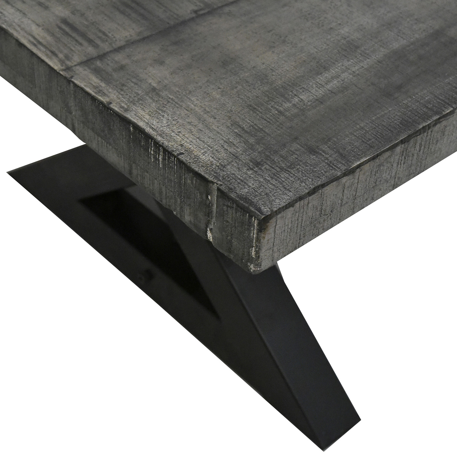 Worldwide Zax Rectangular Dining Table - Distressed Gray/Black