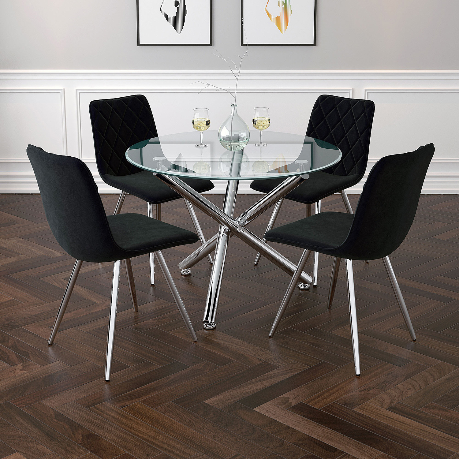 Worldwide - Solara II Round Dining Table in Chrome