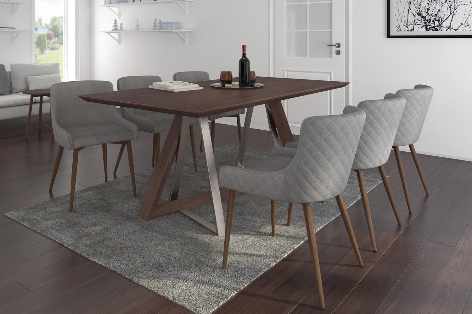 Worldwide - Drake Rectangular Dining Table in Walnut