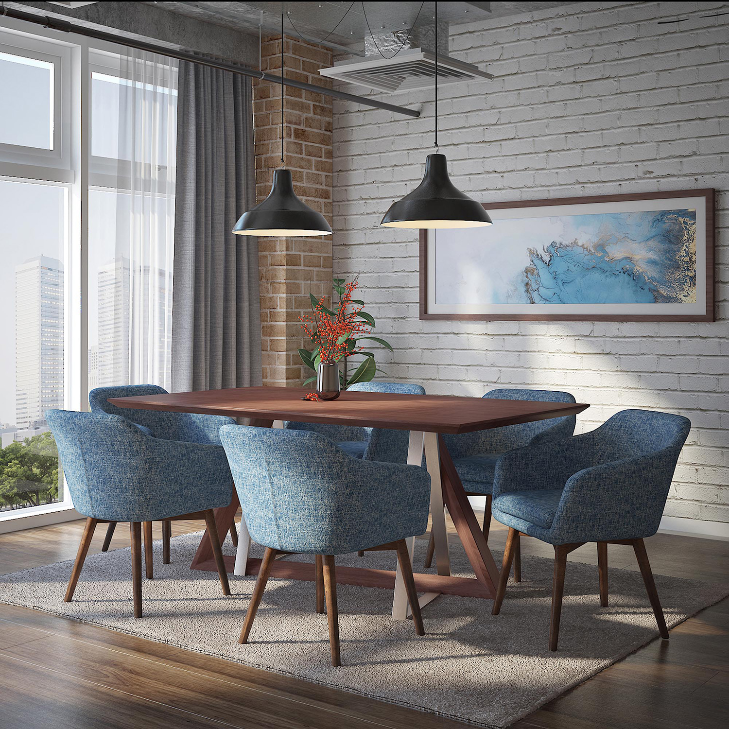 Worldwide - Drake Rectangular Dining Table in Walnut