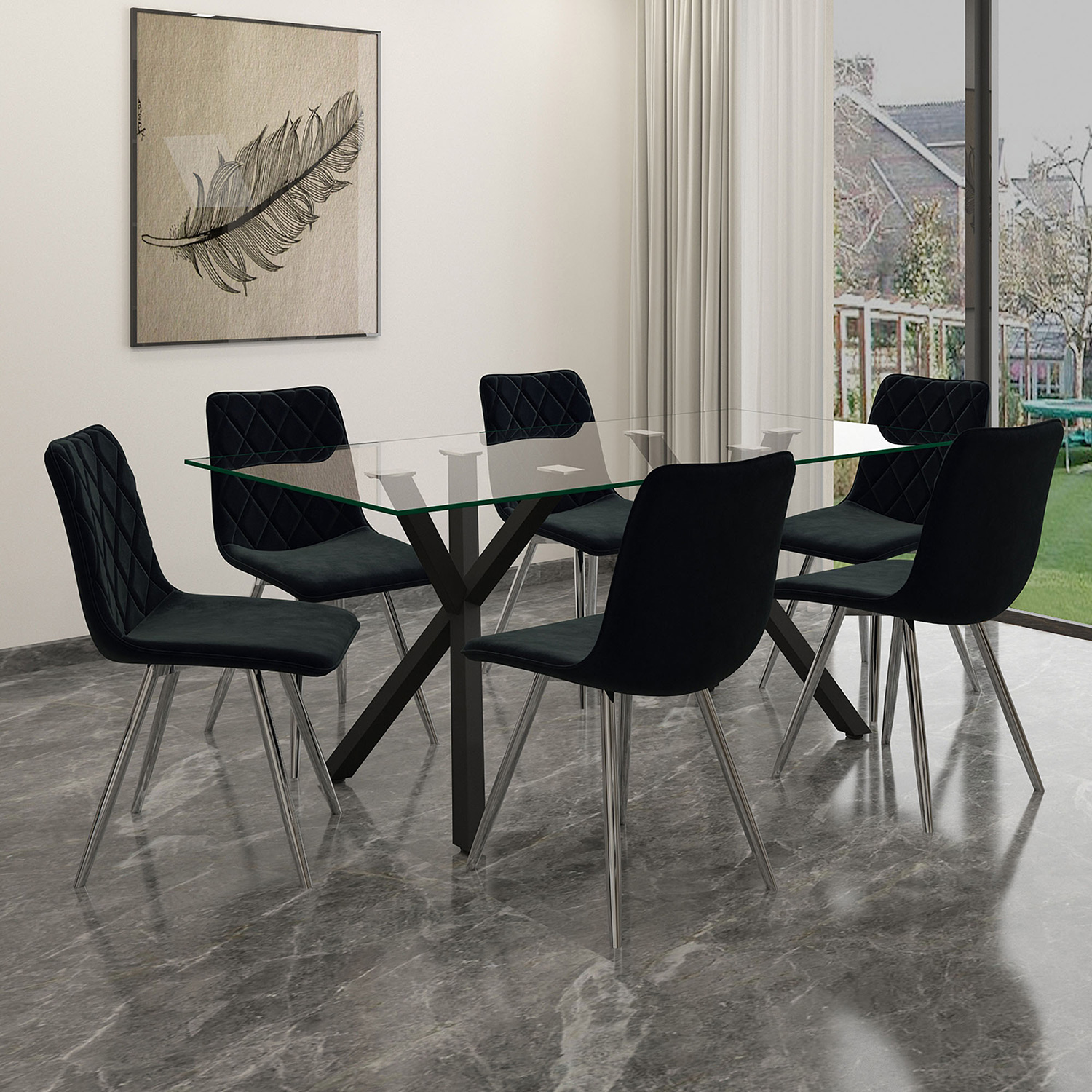 Worldwide Stark Rectangular Dining Table - Black