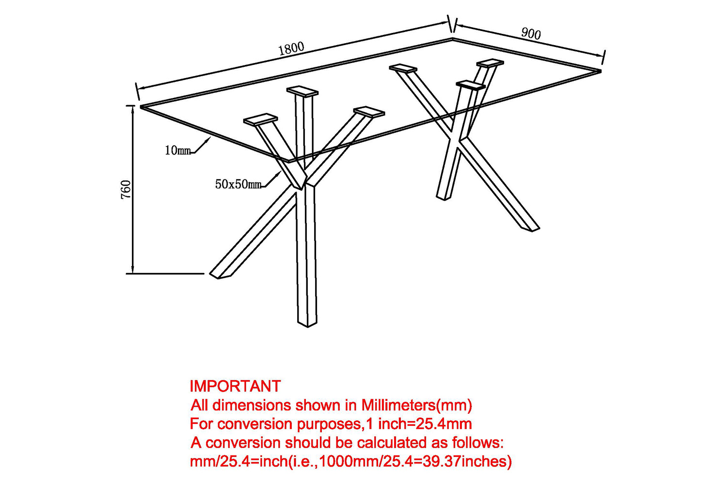 Worldwide Stark Rectangular Dining Table - Black