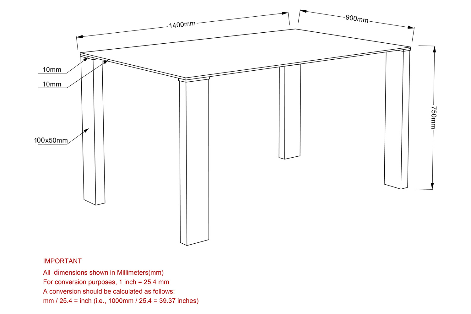 Worldwide - Vespa Rectangular Dining Table in Black