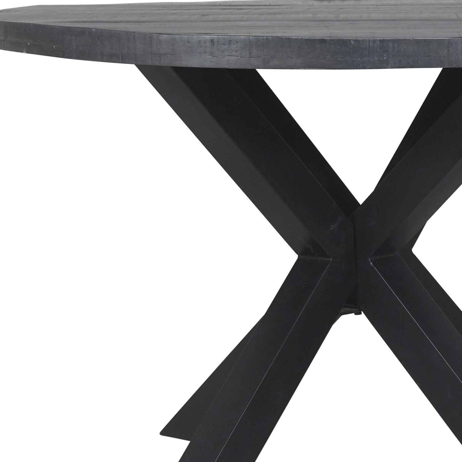 Worldwide Arhan Round Dining Table - Distressed Gray/Black