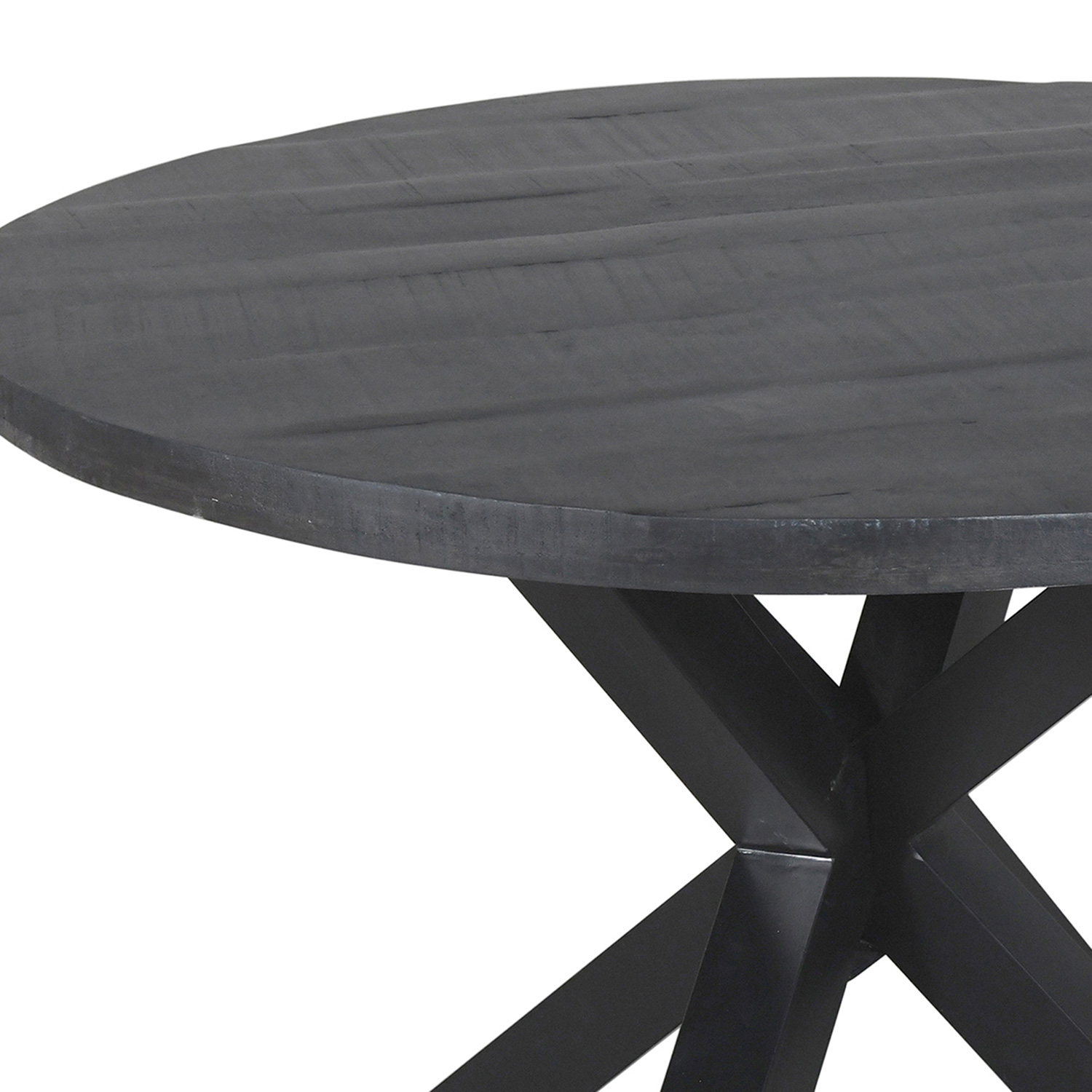 Worldwide Arhan Round Dining Table - Distressed Gray/Black