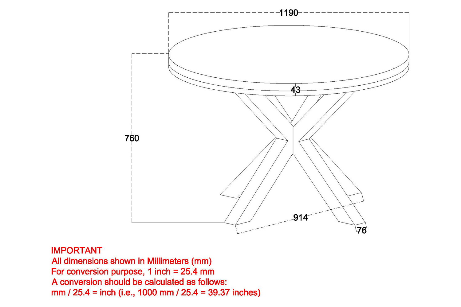 Worldwide Arhan Round Dining Table - Distressed Gray/Black