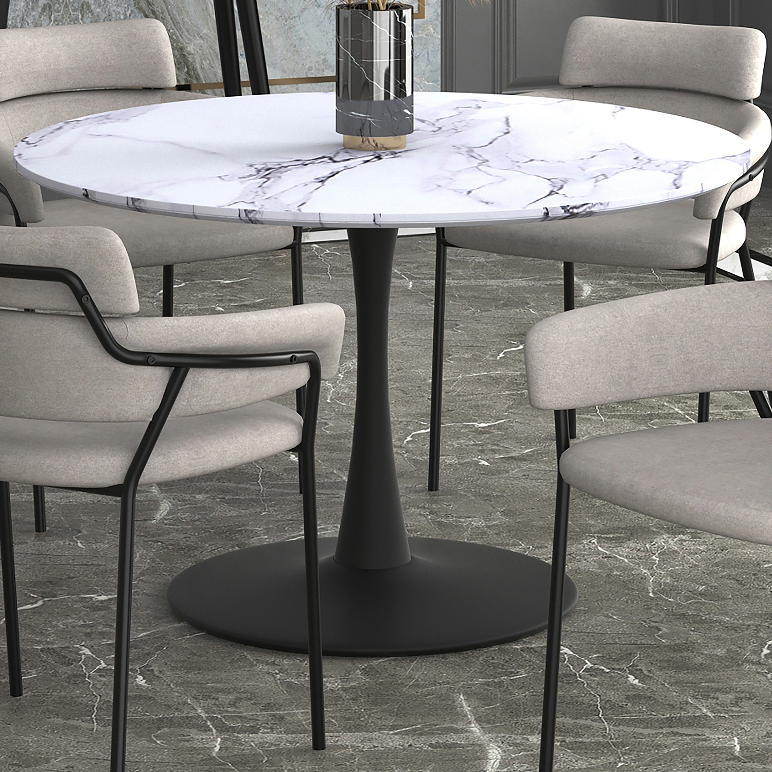 Worldwide - Zilo 40" Round Pedestal Dining Table