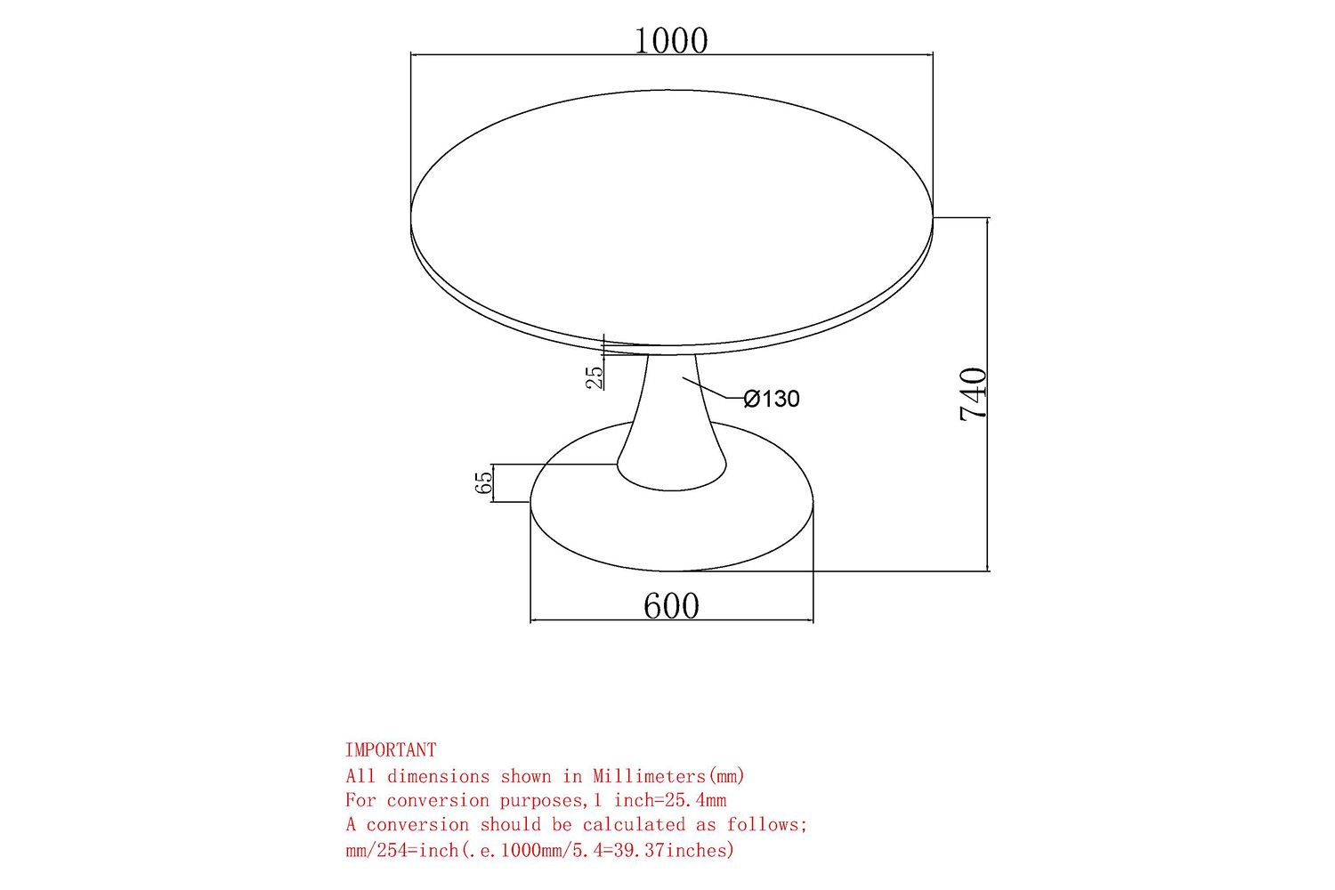 Worldwide Zilo 40" Round Pedestal Dining Table - White Faux Marble/Black