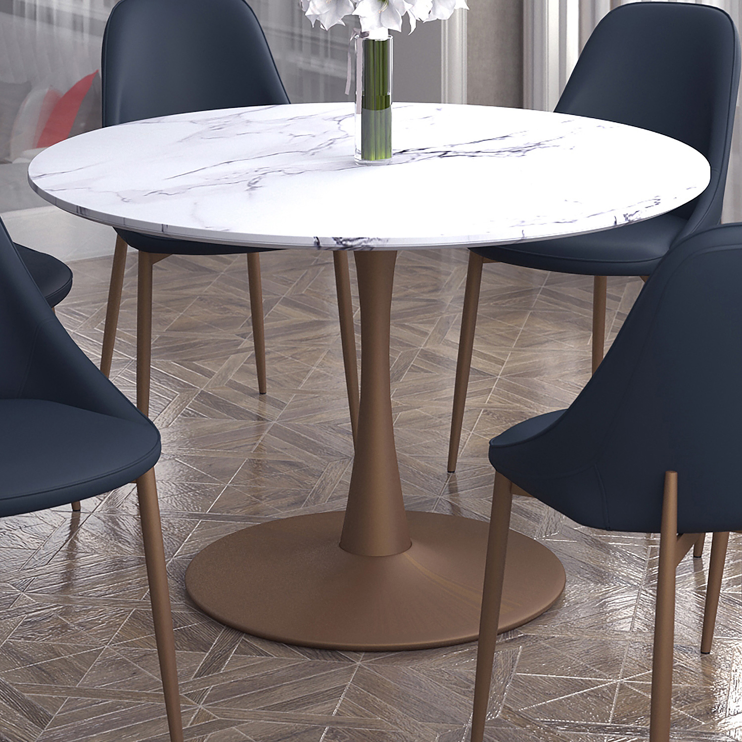 Worldwide - Zilo 40" Round Pedestal Dining Table