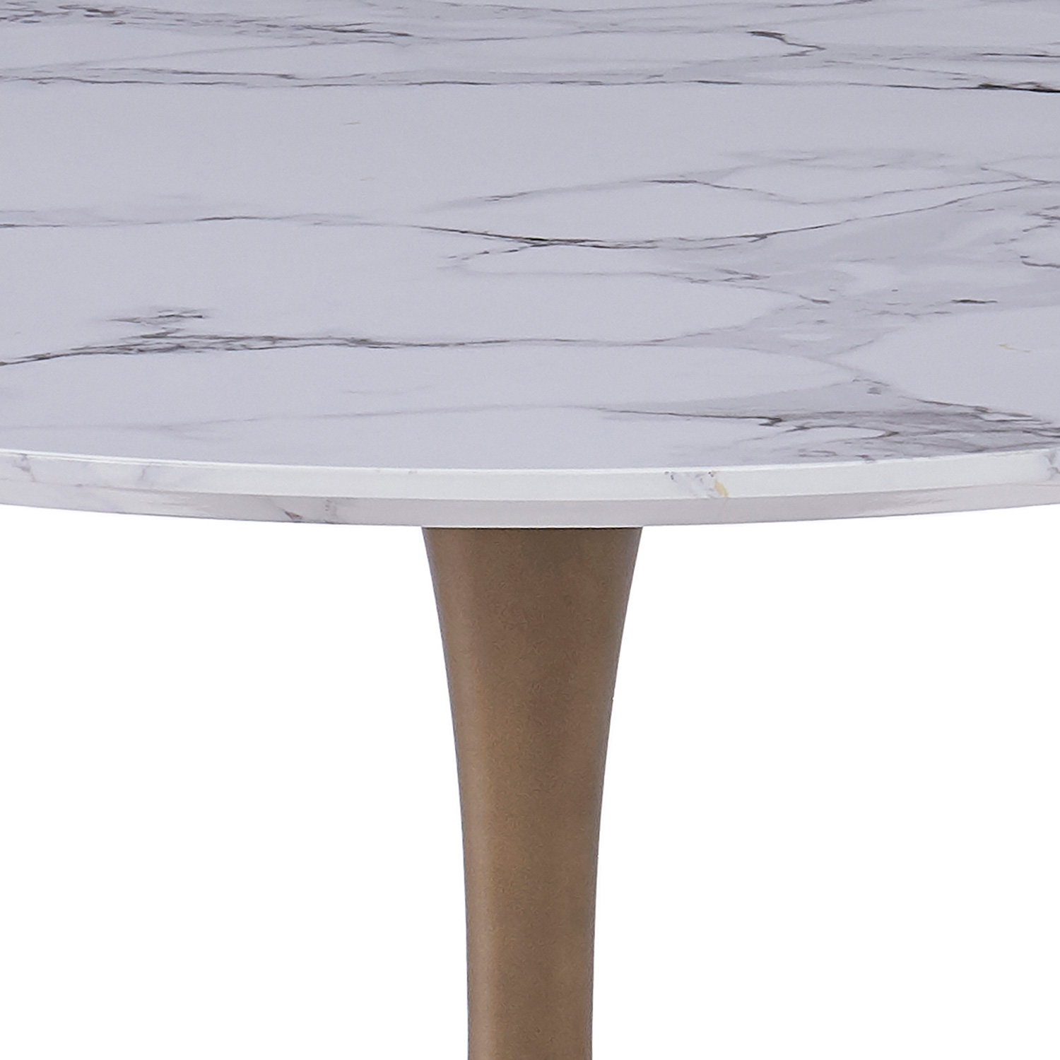 Worldwide Zilo 48" Round Pedestal Dining Table - White Faux Marble/Aged Gold