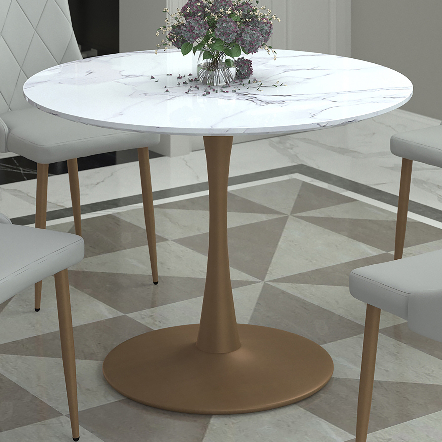 Worldwide - Zilo 40" Round Pedestal Dining Table