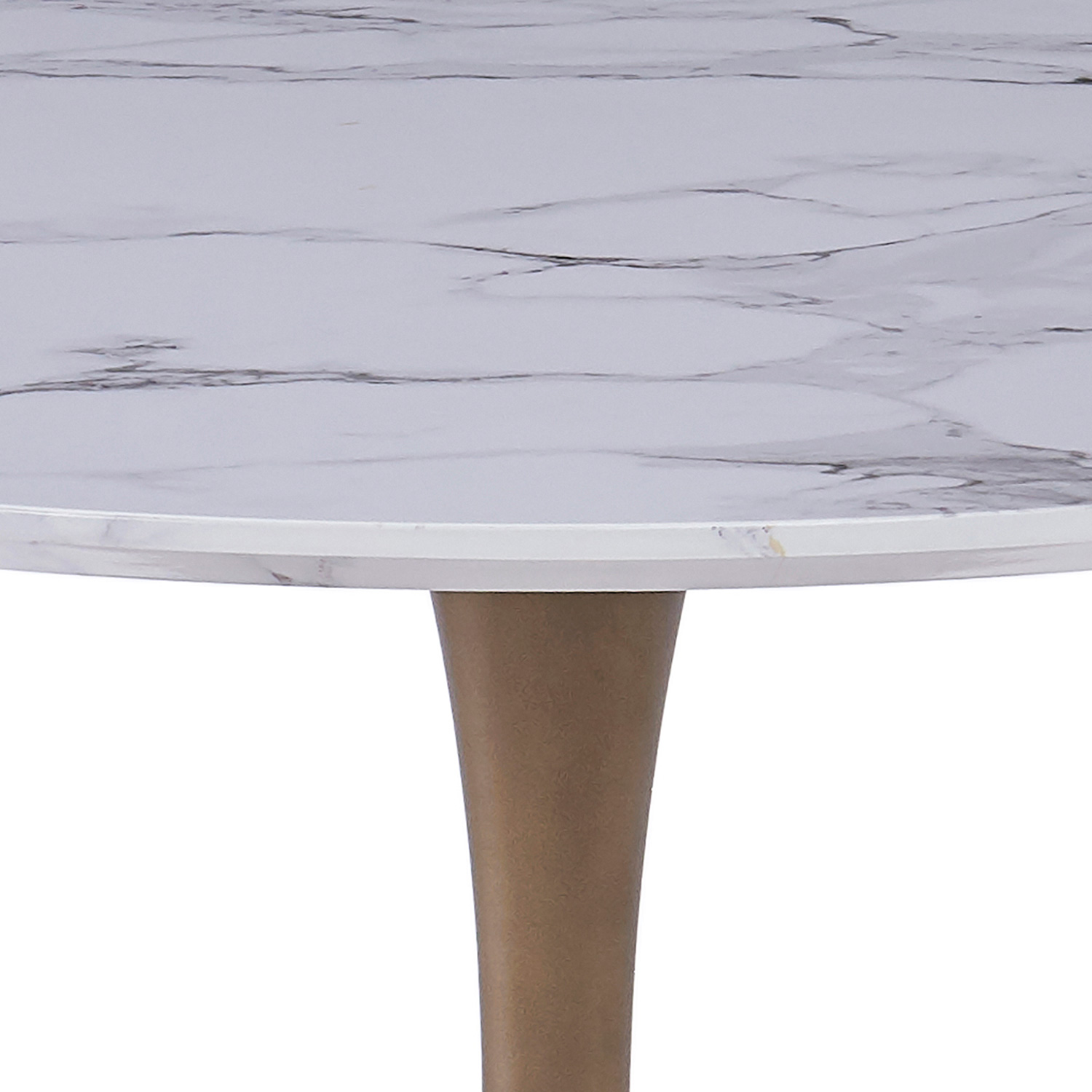 Worldwide Zilo 40" Round Pedestal Dining Table - White Faux Marble/Aged Gold