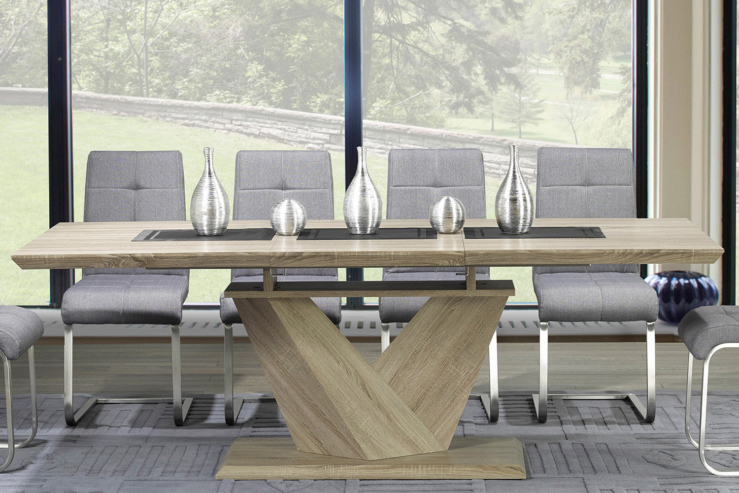 Worldwide Eclipse Dining Table with Extension - Washed Oak