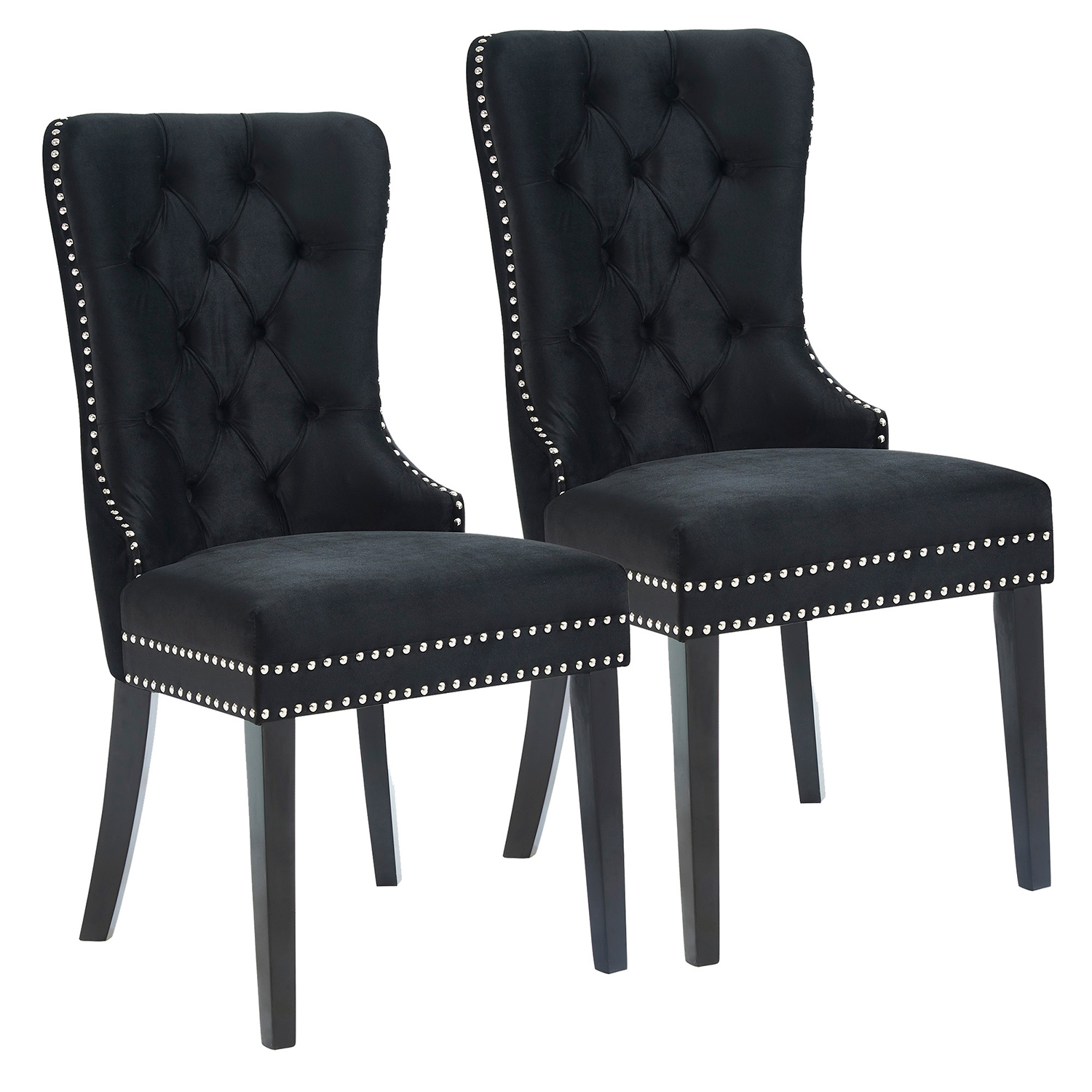 Worldwide Rizzo Side Chair Set of 2 - Black/Black