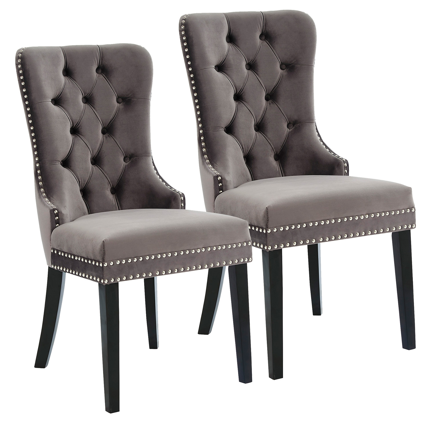 Worldwide Rizzo Side Chair Set of 2 - Gray/Black