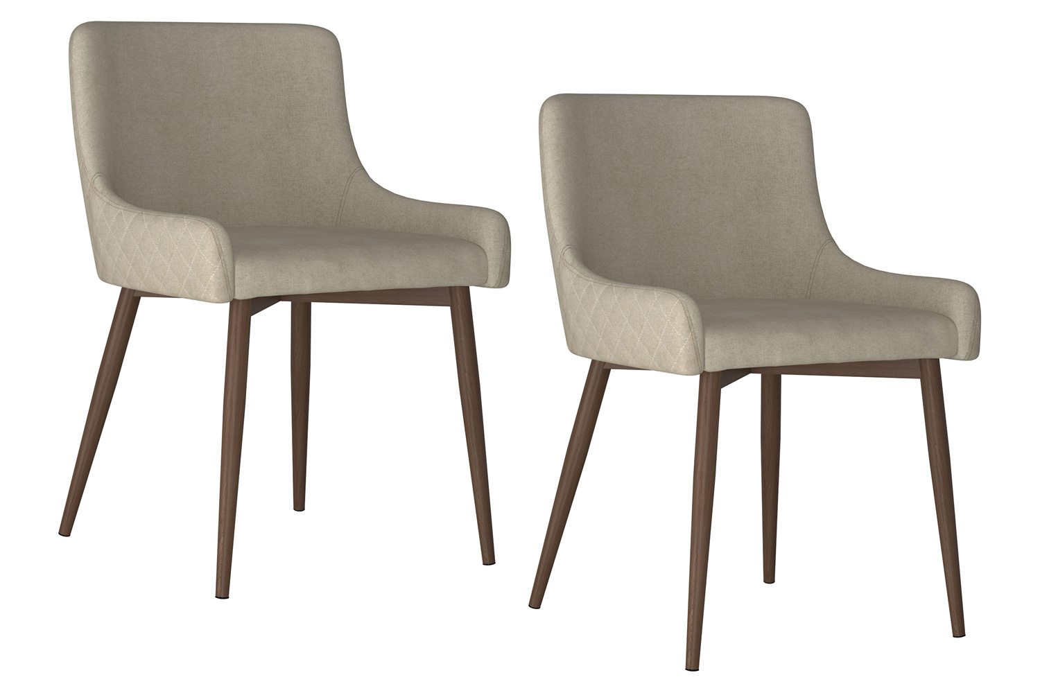 Worldwide Bianca Side Chair Set of 2 - Beige/Walnut