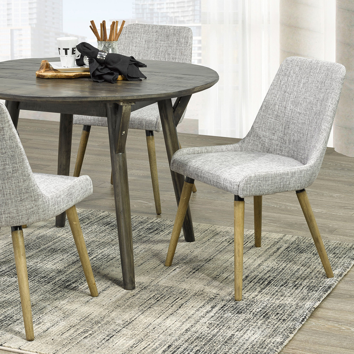 Worldwide Mia Side Chair Set of 2 - Light Gray/Gray