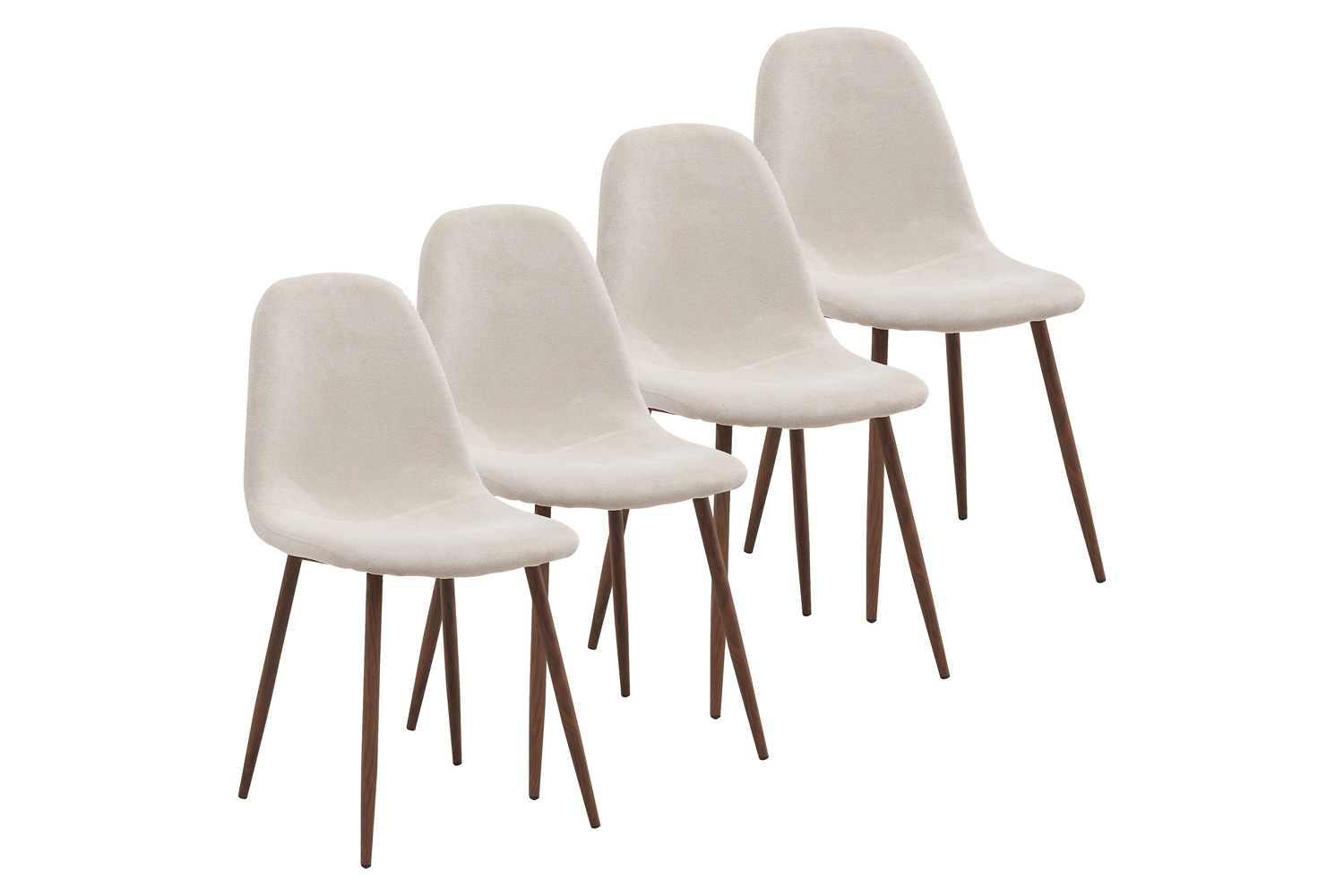 Worldwide Lyna Side Chair Set of 4 - Beige/Walnut