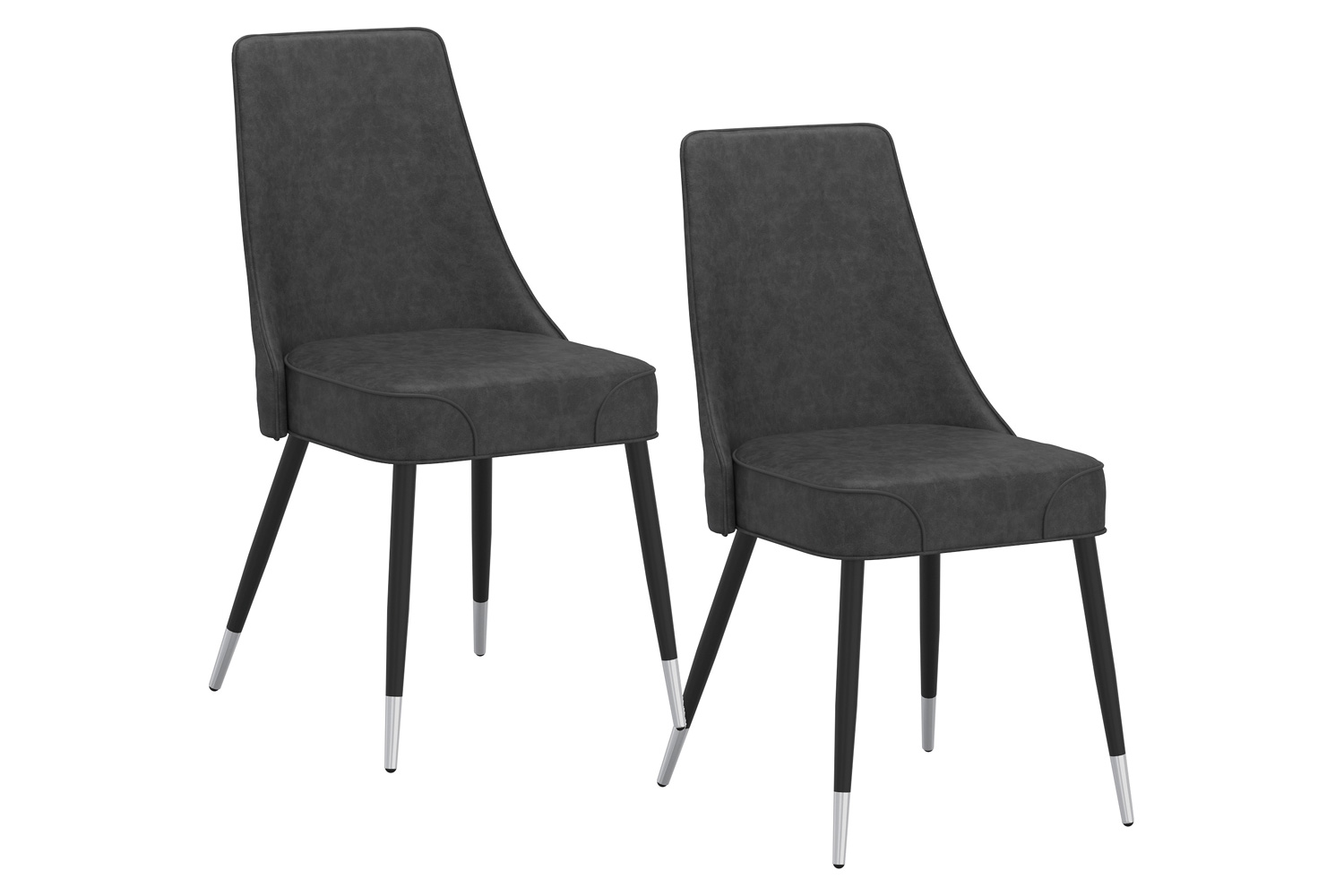 Worldwide Silvano Side Chair Set of 2 - Vintage Gray/Black