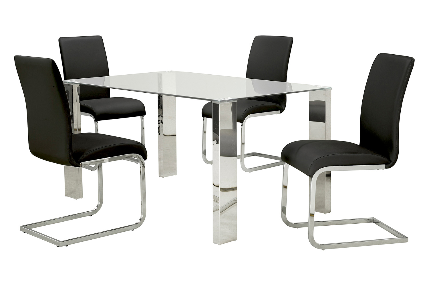 Worldwide™ Maxim Side Chair Set of 2 - Black/Chrome